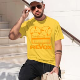Revox 2026 new fashion heavyweight hot selling retro printed pattern fun round neck T-shirt for daily comfort