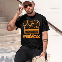 Revox 2026 new fashion heavyweight hot selling retro printed pattern fun round neck T-shirt for daily comfort