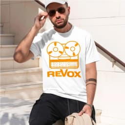 Revox 2026 new fashion heavyweight hot selling retro printed pattern fun round neck T-shirt for daily comfort