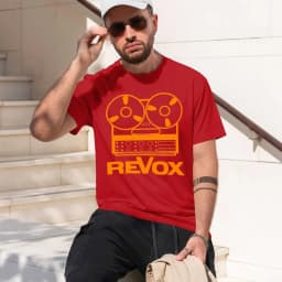 Revox 2026 new fashion heavyweight hot selling retro printed pattern fun round neck T-shirt for daily comfort