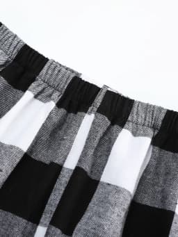 Men's Plaid Elastic Waist Casual Pants Summer Loose Straight Loungewear Pajama Trousers