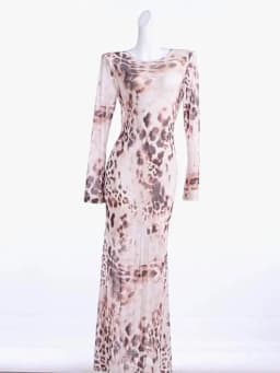 Kliou Sexy See Through Long Dress Woman Leopard Print o-Neck Full Sleeve Cross Bandage Backless High Street Wild Style Vestidos