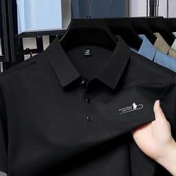 Casual Men Short Sleeve Polo Shirt Ice Silk Waffle Fabric Breathable Summer Business Formal Top