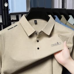 Casual Men Short Sleeve Polo Shirt Ice Silk Waffle Fabric Breathable Summer Business Formal Top