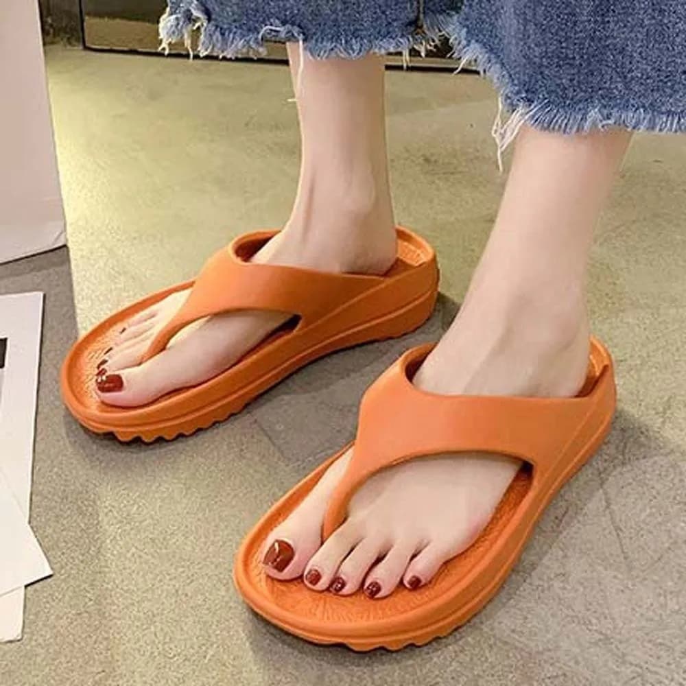 Portable Soft Sole Non-slip Flip Flops Thickened Solid Color EVA Slippers Resilience Stylish Outdoor Flip Flops Women