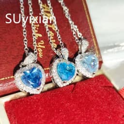 925 Sterling Silver Fashion Light Luxury Ice Flower Cut Love Crystal Zircon Necklace Birthday Party Anniversary Gift