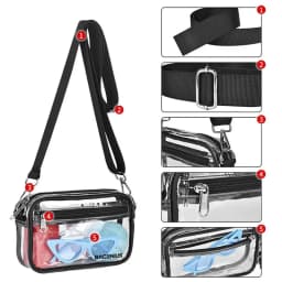Chic See-through Clear Crossbody Bag PVC Large Capacity Clear Messenger Bag Soft Strap Transparent Stadium Bag Men & Women