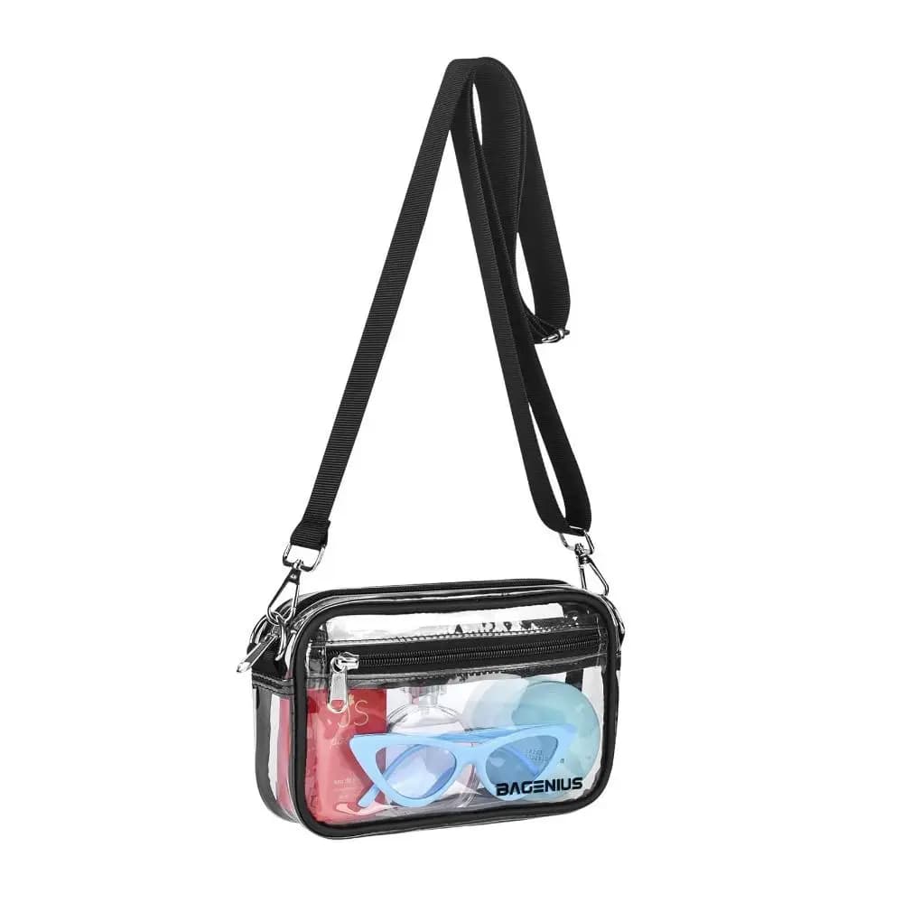 Chic See-through Clear Crossbody Bag PVC Large Capacity Clear Messenger Bag Soft Strap Transparent Stadium Bag Men & Women
