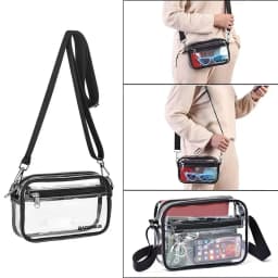Chic See-through Clear Crossbody Bag PVC Large Capacity Clear Messenger Bag Soft Strap Transparent Stadium Bag Men & Women