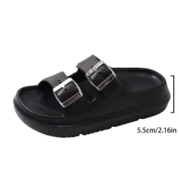 Fashion Metal Buckle Thick Bottom Slippers Women Summer 2026 Lightweight EVA Waterproof Beach Sandals Woman's Non Slip Slippers