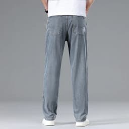 New Summer Ultra-thin Lyocell Men's Jeans Drape Soft Fabric Loose Straight Casual Denim Pant Y2K Elastic Ice Silk Male Trousers