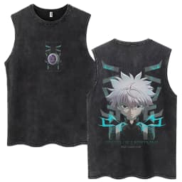 Vintage Washed Anime Hunter X Hunter Tank Tops Kite Phantom Troupe Hisoka Chrollo Sleeveless T-shirt Men Women 100% Cotton Vests