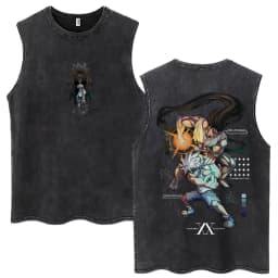 Vintage Washed Anime Hunter X Hunter Tank Tops Kite Phantom Troupe Hisoka Chrollo Sleeveless T-shirt Men Women 100% Cotton Vests