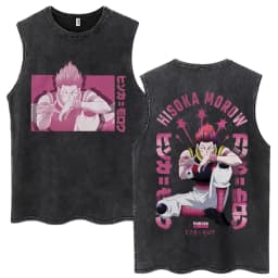 Vintage Washed Anime Hunter X Hunter Tank Tops Kite Phantom Troupe Hisoka Chrollo Sleeveless T-shirt Men Women 100% Cotton Vests