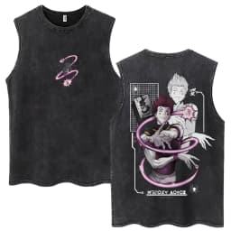 Vintage Washed Anime Hunter X Hunter Tank Tops Kite Phantom Troupe Hisoka Chrollo Sleeveless T-shirt Men Women 100% Cotton Vests