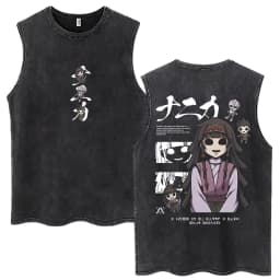 Vintage Washed Anime Hunter X Hunter Tank Tops Kite Phantom Troupe Hisoka Chrollo Sleeveless T-shirt Men Women 100% Cotton Vests