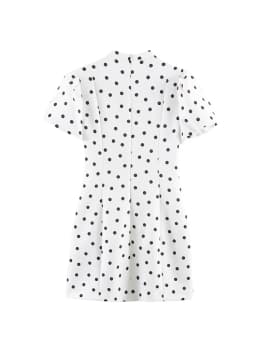 TFMLN Summer Women's Polka Dot Waist Defining Dress Sexy V Neck Short Sleeve Elegant Commuting Clothes Casual Lady Short Dress