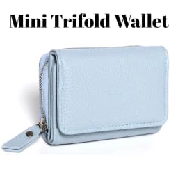 Pomelo Best Trifold Small Wallet For Women RFID Blocking Faux Leather Slim Card Holder With Zipper Coin
