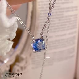 Luxury-Style 925 Sterling Silver Millennium Rose Necklace with Diamonds and Glittering Lockbone Chain for Women