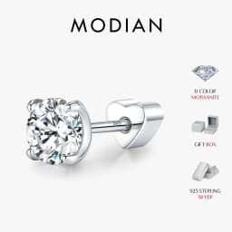 MODIAN 0.5CT D Color Cartilage Studs Moissanite 925 Sterling Sliver Neutral Simple Heart Screw Stud Earrings For Women Jewelry