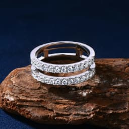 OXTAO Double Row Half-eternity Rings Couple Anniversary Gifts Certified 2mm D Moissanite Wedding Ring Jewelry 14K Gold Filled