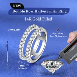 OXTAO Double Row Half-eternity Rings Couple Anniversary Gifts Certified 2mm D Moissanite Wedding Ring Jewelry 14K Gold Filled