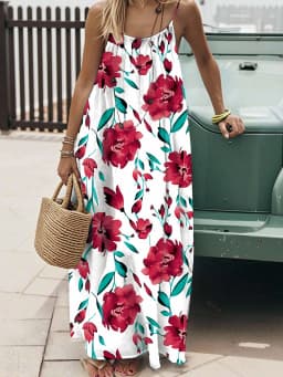 2026 European and American Cross-border Foreign Trade Women's New Style Strapless Backless Loose Print Long Dress