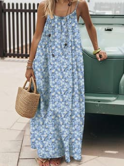 2026 European and American Cross-border Foreign Trade Women's New Style Strapless Backless Loose Print Long Dress