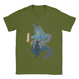 Admire Vega Uma Musume Anime T-Shirt Men Vintage Cotton Tee Shirt Round Collar Short Sleeve T Shirts Graphic Clothing