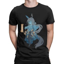 Admire Vega Uma Musume Anime T-Shirt Men Vintage Cotton Tee Shirt Round Collar Short Sleeve T Shirts Graphic Clothing