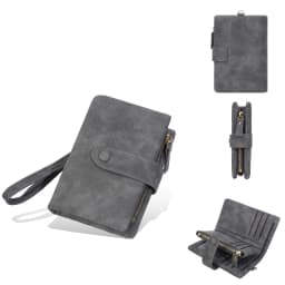Baellerry Women's Short Wallet Soft Suede PU Leather Card Holder with Multiple Slots Snap Fasteners And Zipper Coin Purse
