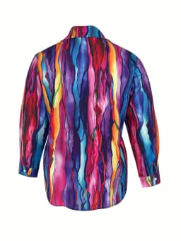 Plus Size Women's Colorful Tie Dye Print Button Down Shirt Long Sleeve Casual Loose Blouse Top,Loose Casual Blouse Daily