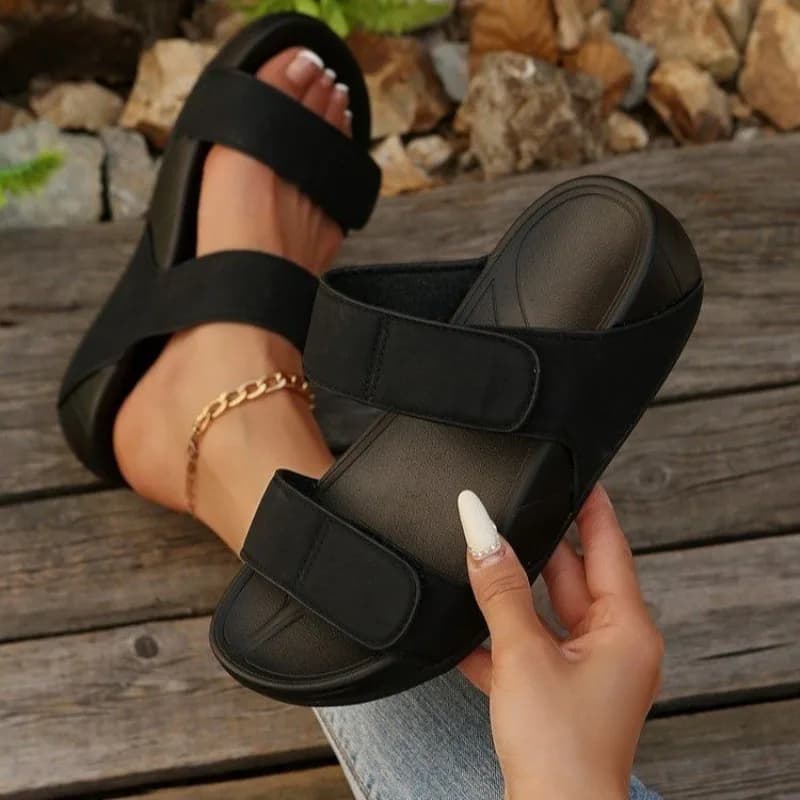 New Beautiful Toe Strap Sandals Women's Summer Outing New Temperament Square Toe Glove Toe Non-slip Roman Shoes