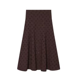 Nlzgmsj 2026 Summer Elegant Brown Embroidered Set V Neck Collared Blouse & High Waist Pants & A Line Skirt Casual Suit for Women