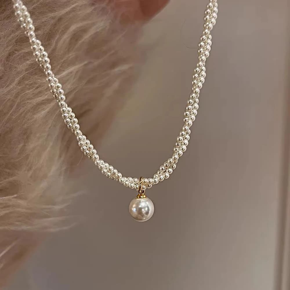 2026 Trendy Double-layer Imitation Pearl Bead Necklace Elegant Accessories For Womens Sexy Collarbone Chain Light Luxury Jewelry
