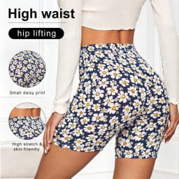 Women Summer Elastic High Waist Shorts Butt Lifting Workout Yoga Pants Breathable Leggings Sports Fitness Athletic Short Tights