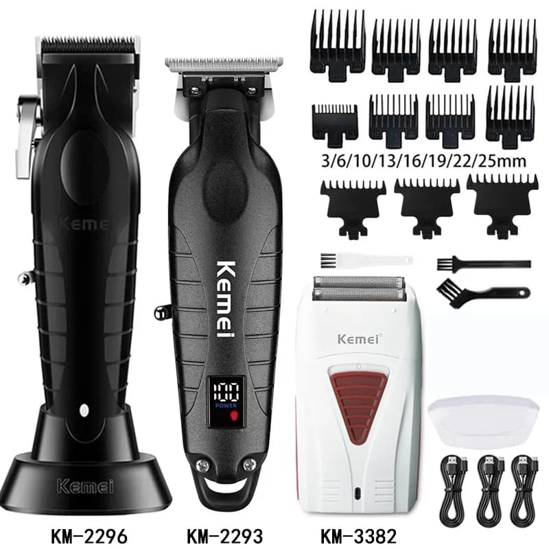 Kemei Hair Clipper Kit for Men Electric Shaver Hair Trimmer Professional Cutting Machine KM-2296 KM-3382 KM-2293 Hair Clipper
