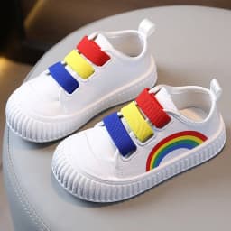 Summer Children's Canvas Shoes for Boys and Girls Rainbow Sneakers Baby Non-slip Casual Shoes Toddler Versatile Reathable Style