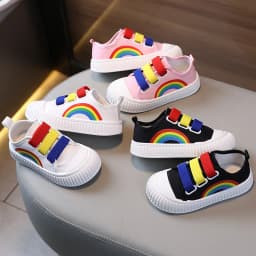 Summer Children's Canvas Shoes for Boys and Girls Rainbow Sneakers Baby Non-slip Casual Shoes Toddler Versatile Reathable Style