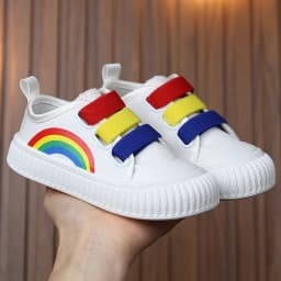 Summer Children's Canvas Shoes for Boys and Girls Rainbow Sneakers Baby Non-slip Casual Shoes Toddler Versatile Reathable Style