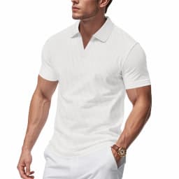 2026 New Summer Breathable Polo Shirts Men Solid Waffle Short Sleeve Polo Shirts for Men Fashion Casual VCollar Polo Shirt