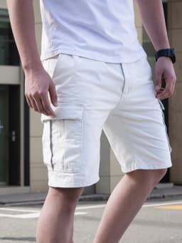 Men's summer shorts, fashionable multi pocket work pants, outdoor casual white business shorts, simple and trendy work pants, hi