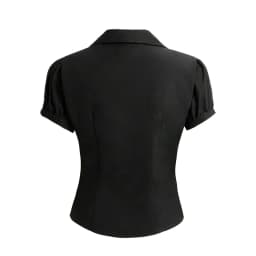 Women Shirts Black Short Sleeve Collared Button Down Blouse Tops Shoujo Girl Goth Aesthetic Y2K Harajuku