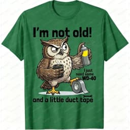 Men T-Shirt Summer Short Sleeve Fashion Funny Owl WD40 Duct Tape Graphic Tee Casual Humor Cotton Top Daily Wear Gift for Tops