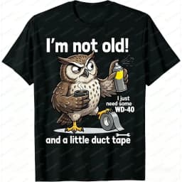 Men T-Shirt Summer Short Sleeve Fashion Funny Owl WD40 Duct Tape Graphic Tee Casual Humor Cotton Top Daily Wear Gift for Tops
