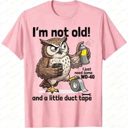 Men T-Shirt Summer Short Sleeve Fashion Funny Owl WD40 Duct Tape Graphic Tee Casual Humor Cotton Top Daily Wear Gift for Tops