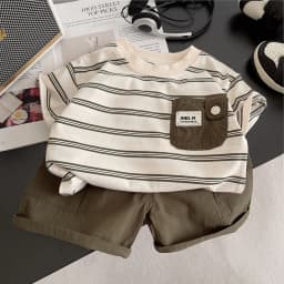 Children Summer Fashion Baby Boy Clothes Suits Striped Pocket TShirt Shorts 2pcs/Set Toddler Casual Costume Kids Tracksuits