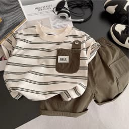 Children Summer Fashion Baby Boy Clothes Suits Striped Pocket TShirt Shorts 2pcs/Set Toddler Casual Costume Kids Tracksuits