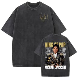 Michael Jackson King of Pop World Tour Vintage Washed T Shirt Men Women Fashion Gothic Classic T-shirts Summer Tops Cozy T-shirt