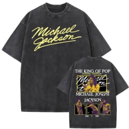 Michael Jackson King of Pop World Tour Vintage Washed T Shirt Men Women Fashion Gothic Classic T-shirts Summer Tops Cozy T-shirt